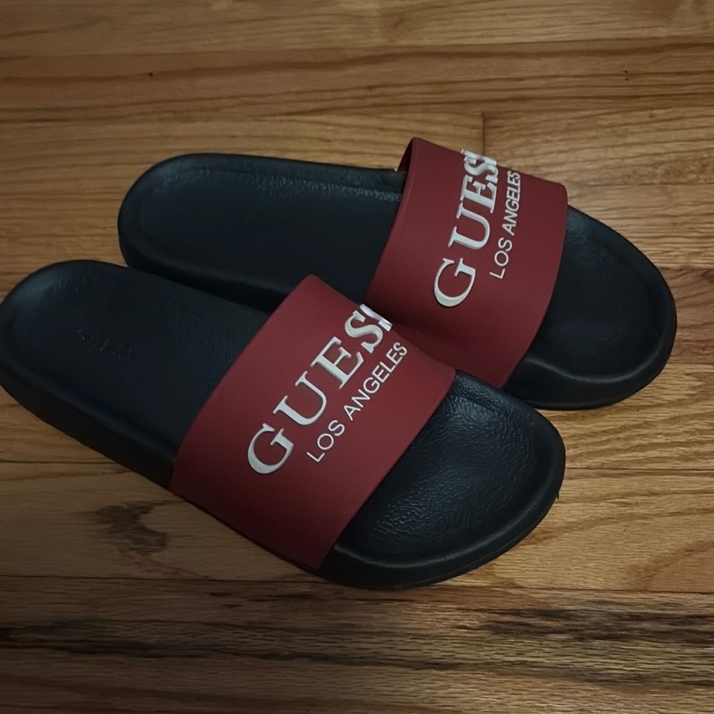 Guess Red and Black Casual Slides